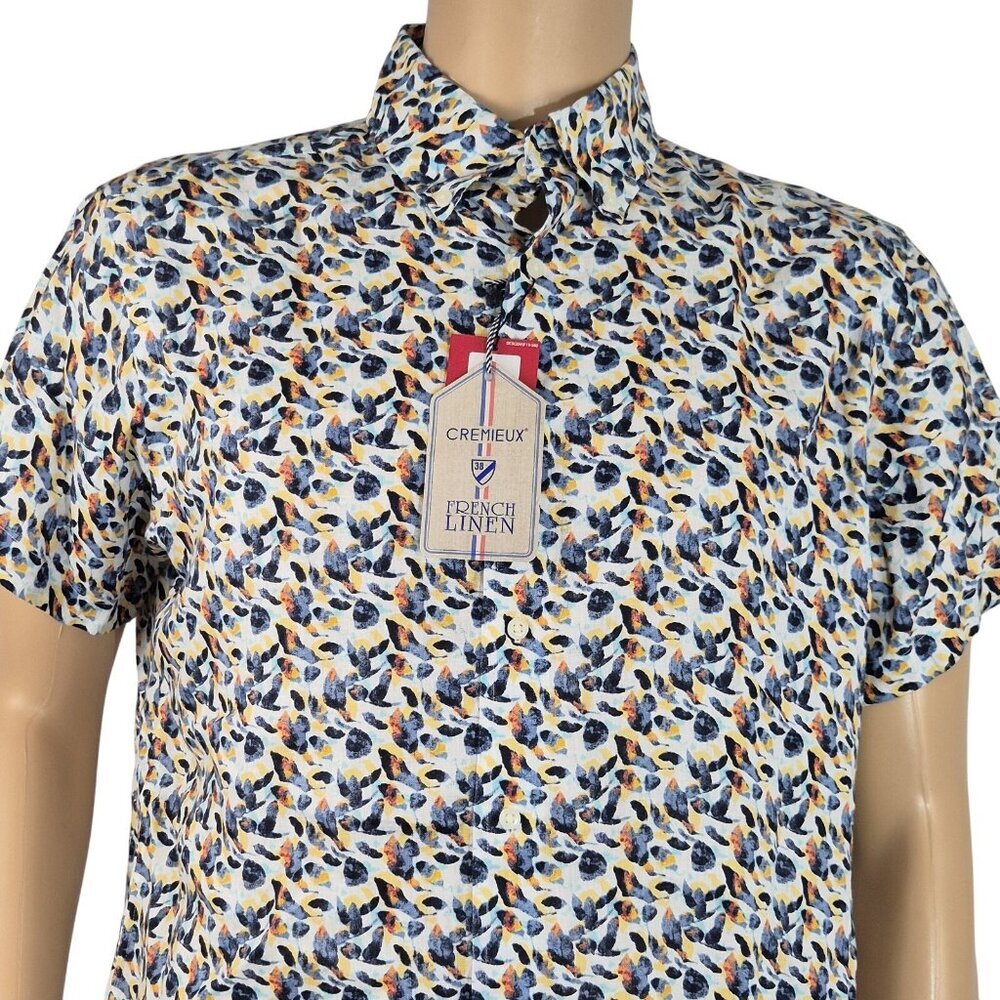 Cremieux French Linen Men's Slim-Fit Leaf Print Short Sleeve Shirt Size XL (56)